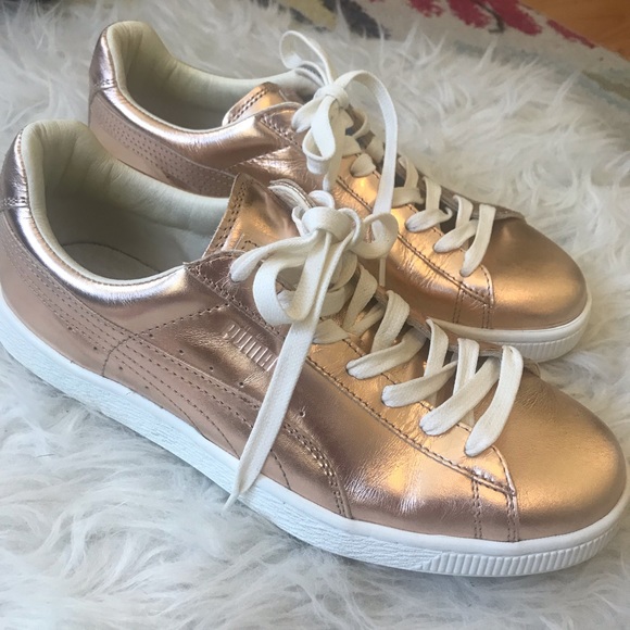 PUMA Basket Sneakers Rose Gold Metallic size 9.5 - Picture 5 of 7